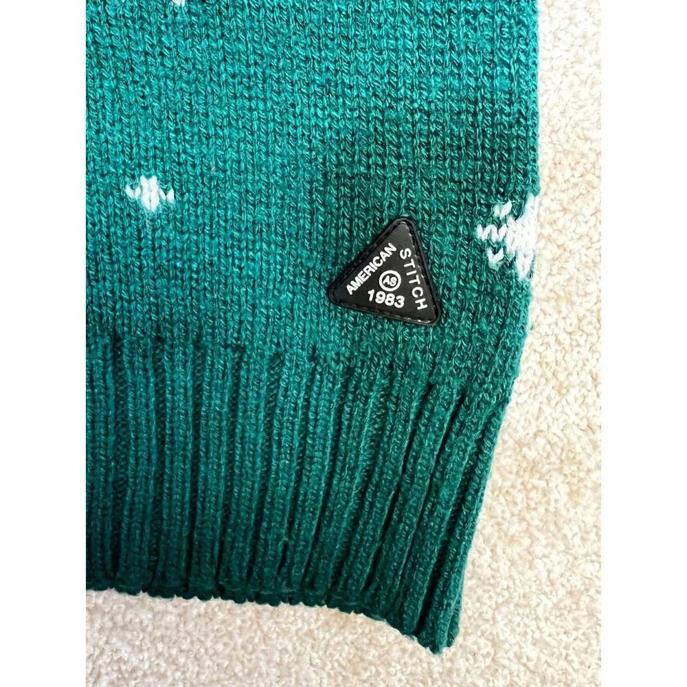 American Stitch Mens XL‎ Green Santa Namasleigh Ugly Christmas Sweater